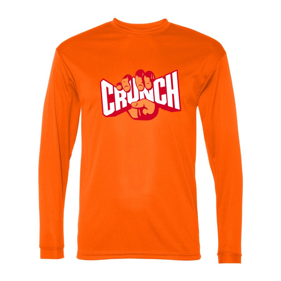 Men's Crunch Fitness Polyester Long Sleeve T-Shirt - Safety Orange