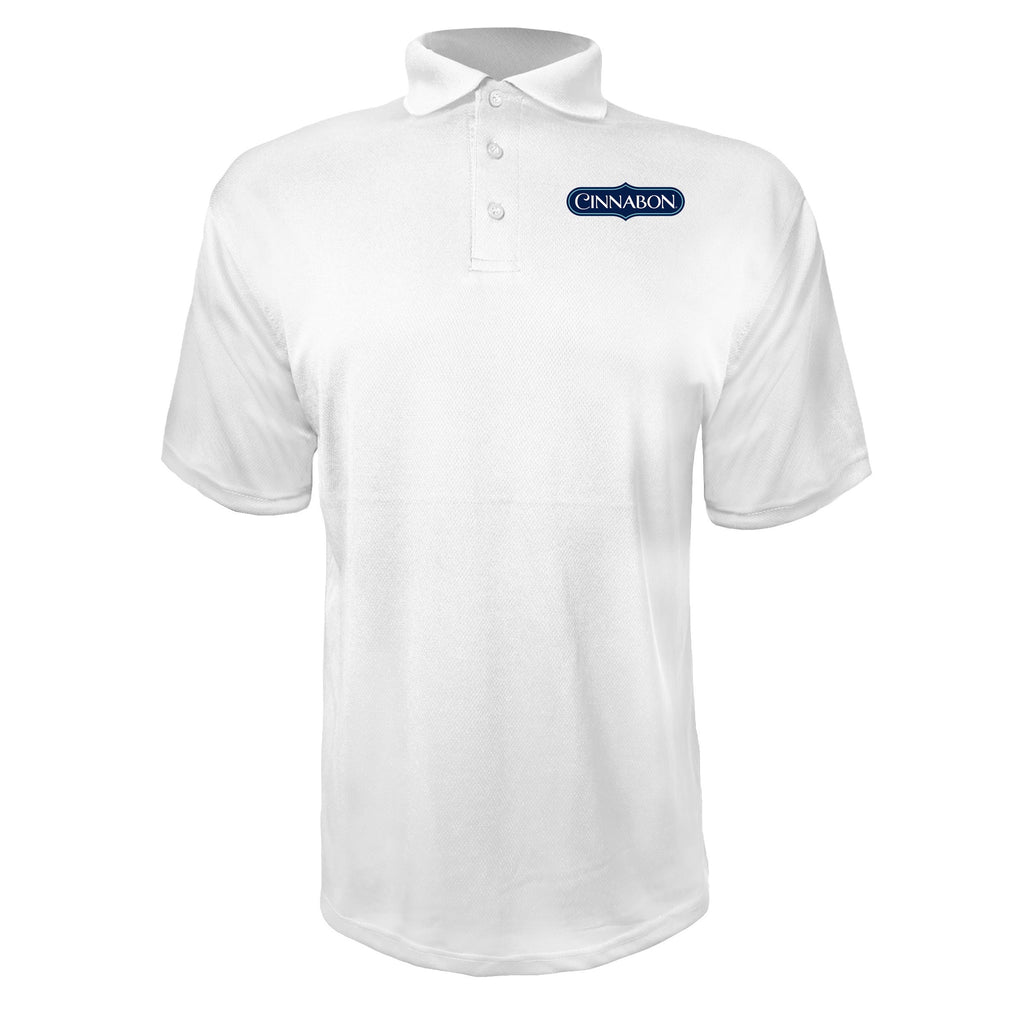 Cinnabon men's polyester polo in White
