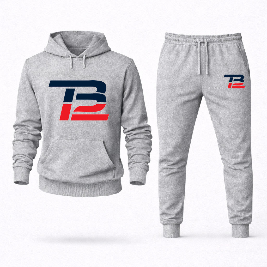 Tom Brady 12 Hoodie and Joggers Set - Grey