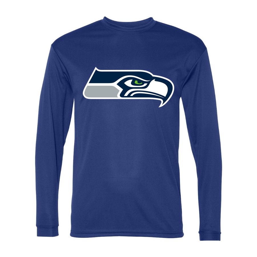 Men's Seattle Seahawks Polyester Long Sleeve T-Shirt - Royal Blue