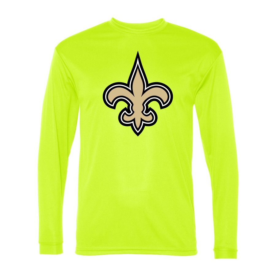 Men's New Orleans Saints Polyester Long Sleeve T-Shirt - Safety Yellow
