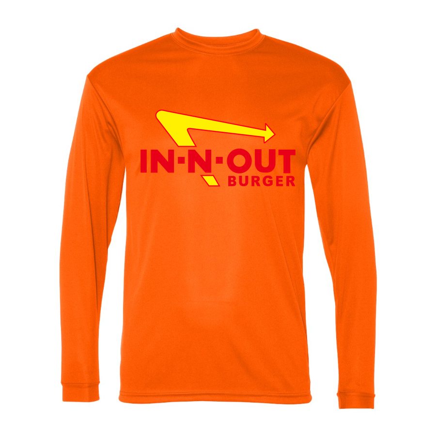 Men's In N Out Burger Polyester Long Sleeve T-Shirt - Safety Orange