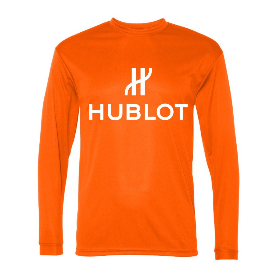 Men's Hublot White Logo Polyester Long Sleeve T-Shirt - Safety Orange