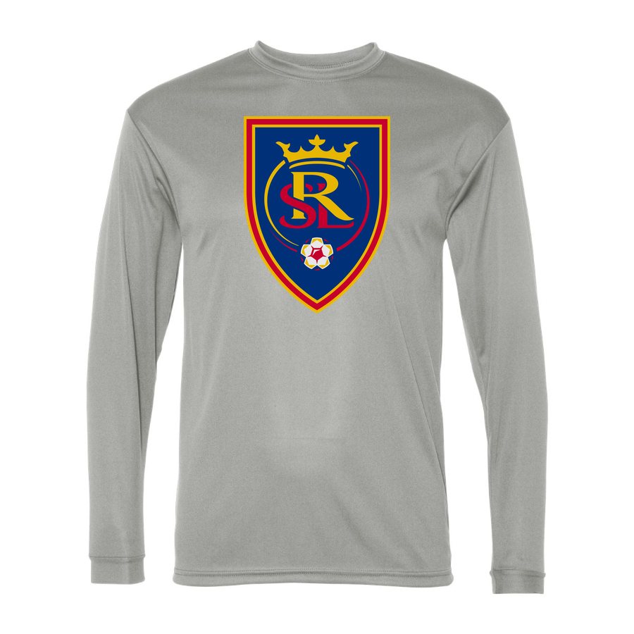 Men's Real Salt Lake Soccer Polyester Long Sleeve T-Shirt - Silver