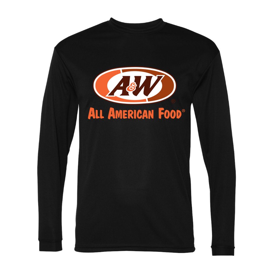 Men's A&W Polyester Long Sleeve T-Shirt - Black