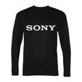 Men's Sony White Logo Polyester Long Sleeve T-Shirt - Black
