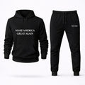 Make America Great Again White Hoodie and Joggers Set - Black
