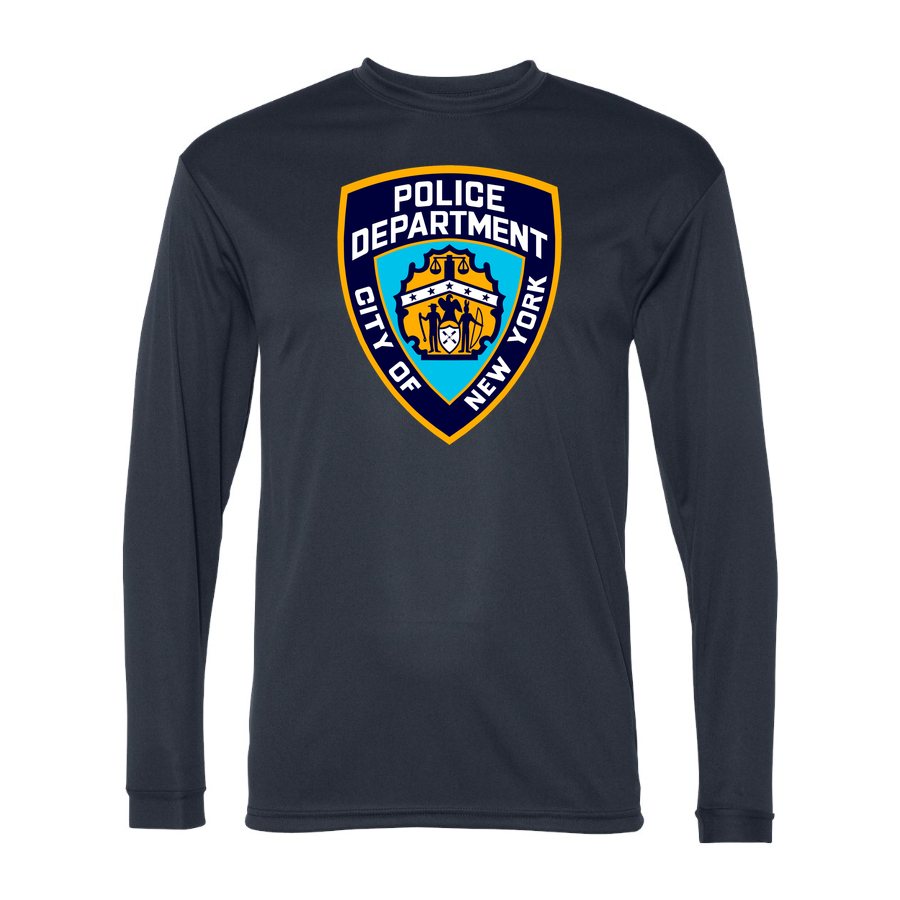 Men's NYPD Polyester Long Sleeve T-Shirt - Navy