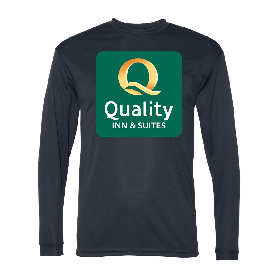 Men's Quality Inn & Suites Polyester Long Sleeve T-Shirt - Navy