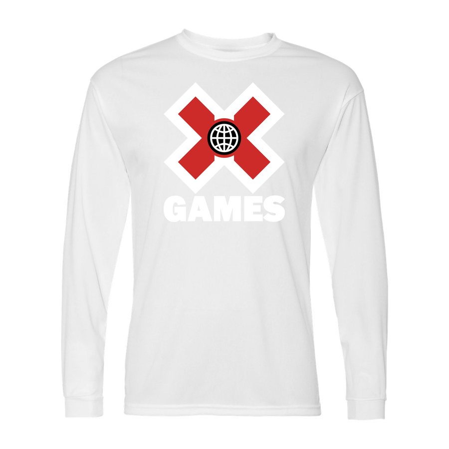 Men's X Games White Logo Polyester Long Sleeve T-Shirt - White