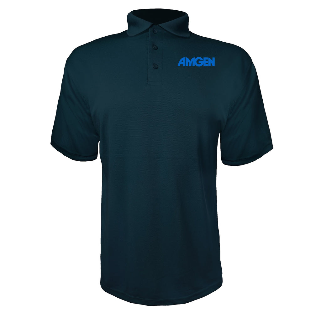 Amgen men's polyester polo in Navy