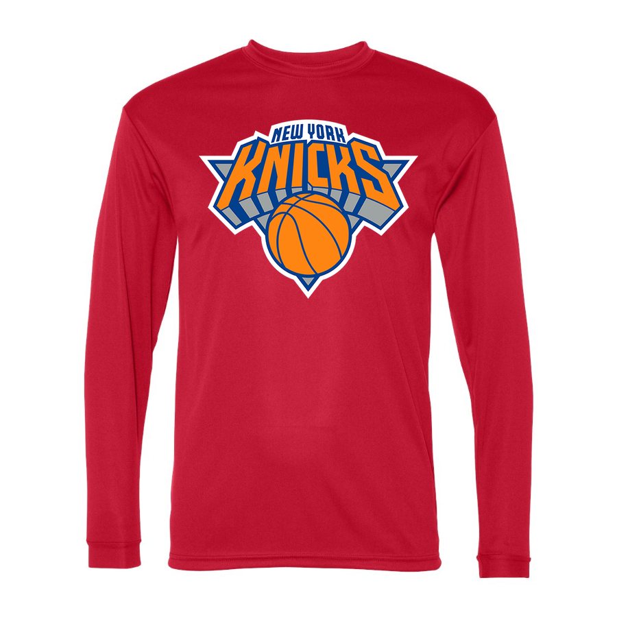 Men's New York Knicks Polyester Long Sleeve T-Shirt - Red