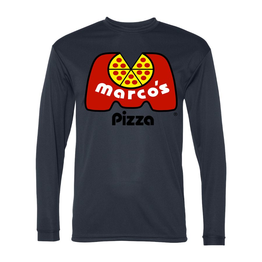 Men's Marcos Pizza Polyester Long Sleeve T-Shirt - Navy