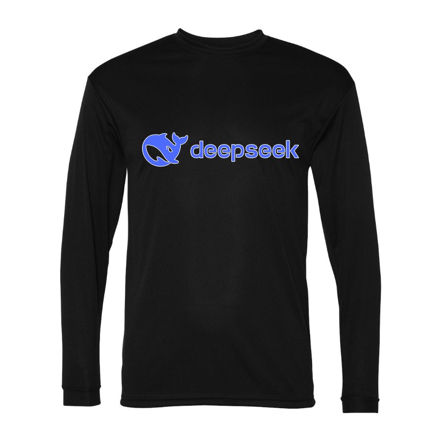 Men's DeepSeek Polyester Long Sleeve T-Shirt - Black