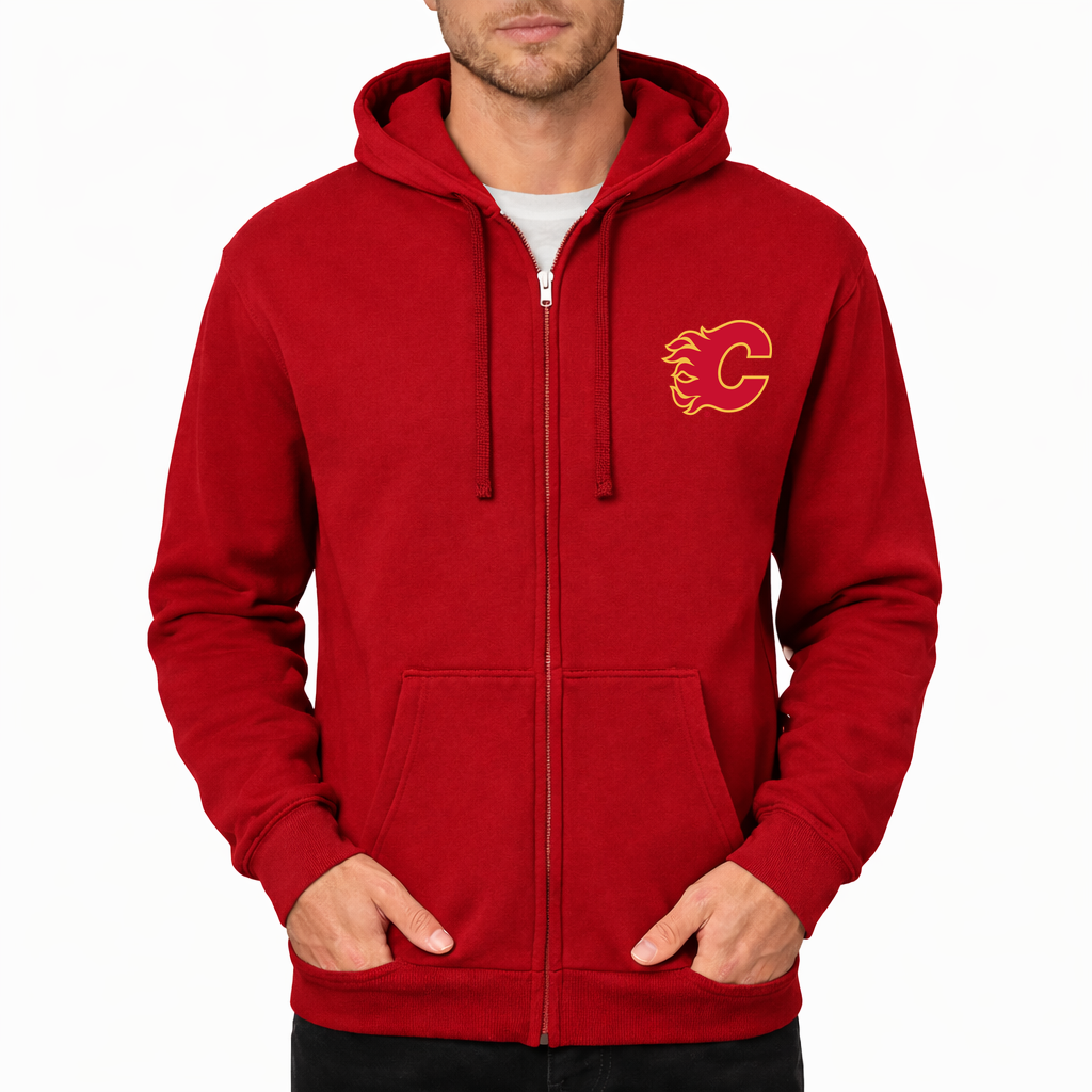 Men's Calgary Flames Zipper Hoodie - Red