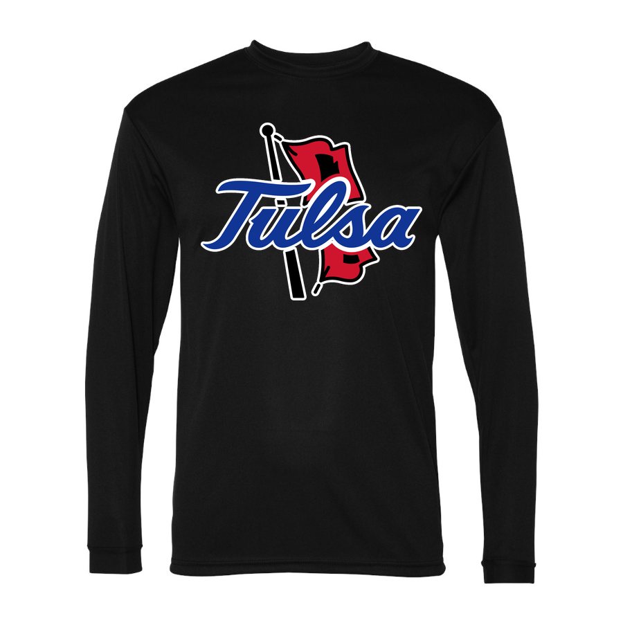 Men's Tulsa Golden Hurricane Polyester Long Sleeve T-Shirt - Black