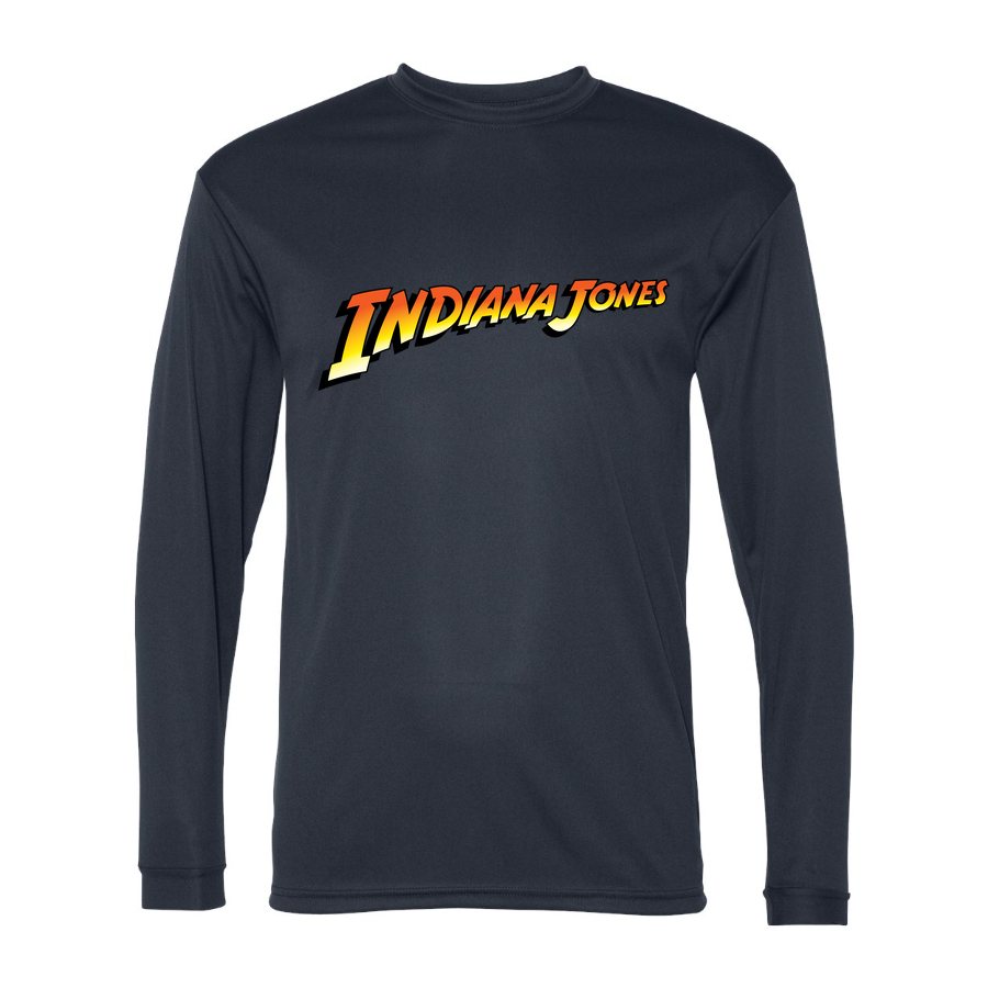Men's Indiana Jones Polyester Long Sleeve T-Shirt - Navy