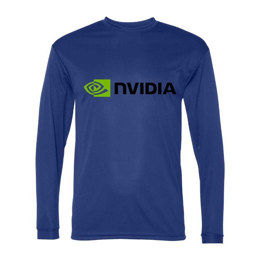 Men's NVIDIA Polyester Long Sleeve T-Shirt - Royal Blue