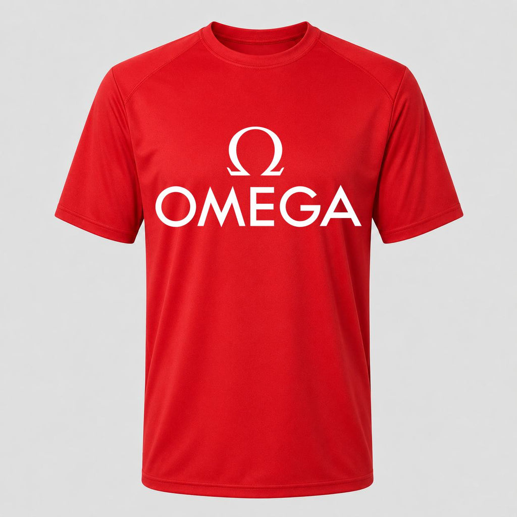 Men's Omega White Performance T-Shirt - Red
