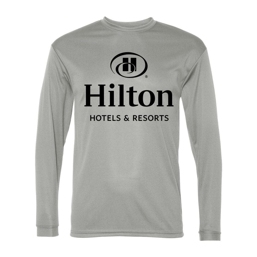 Men's Hilton Polyester Long Sleeve T-Shirt - Silver