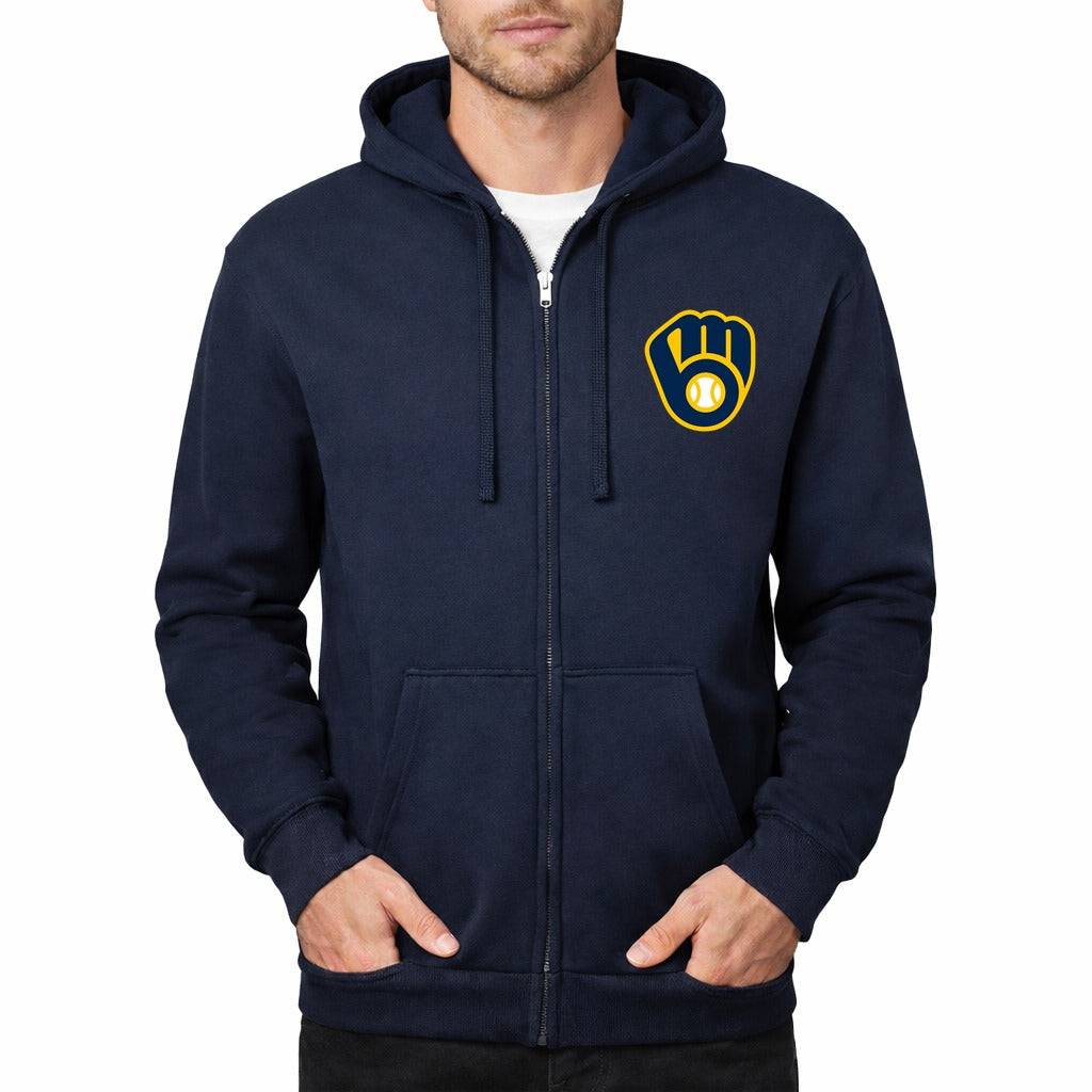 Men's Milwaukee Brewers Zipper Hoodie - Navy