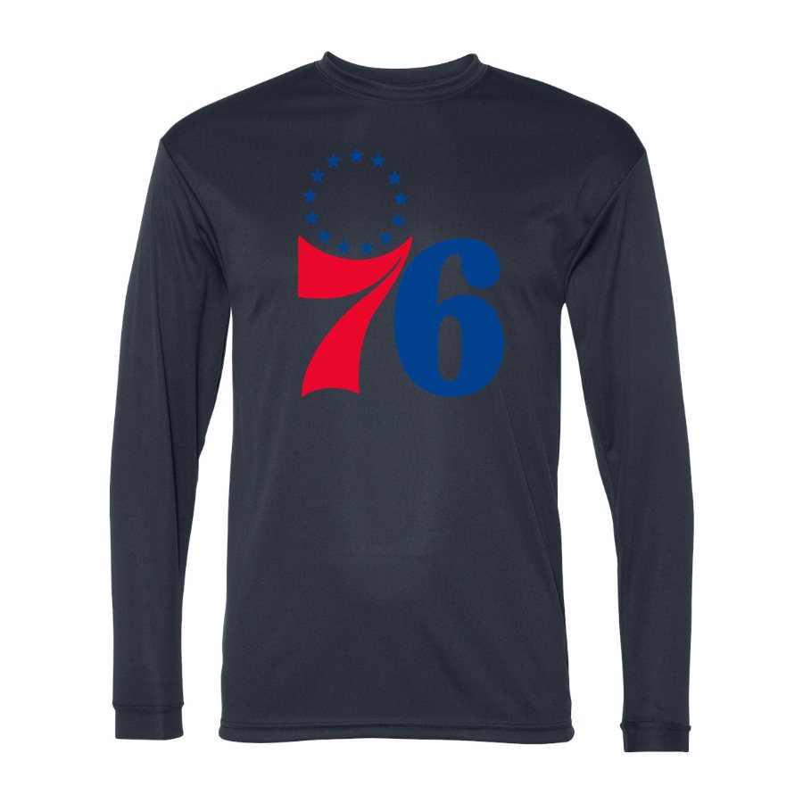 Men's Philadelphia 76ers Polyester Long Sleeve T-Shirt - Navy