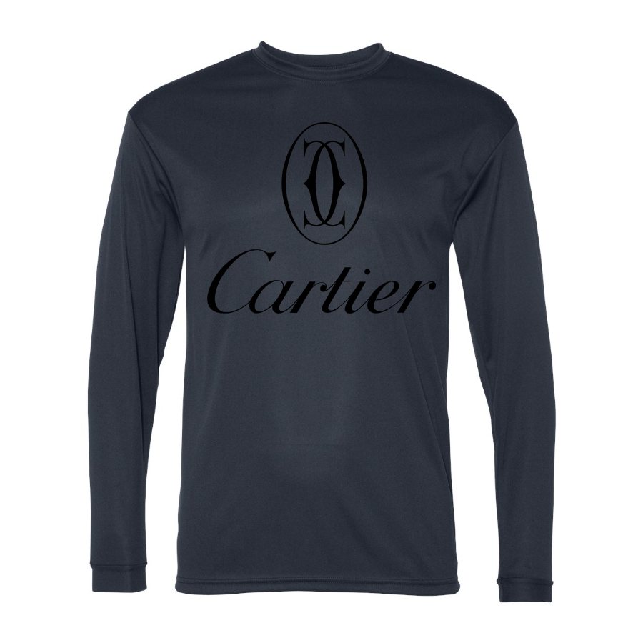 Men's Cartier Black Logo Polyester Long Sleeve T-Shirt - Navy