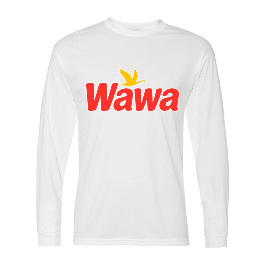 Men's Wawa Gas Station Polyester Long Sleeve T-Shirt - White