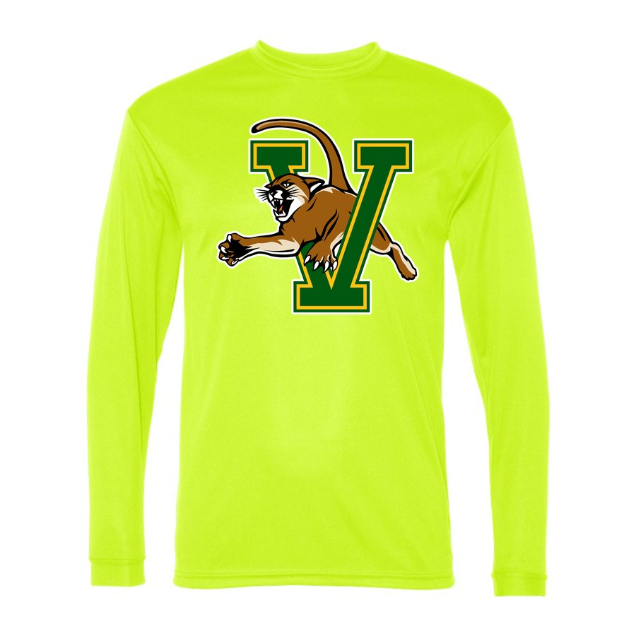 Men's Vermont Catamounts Polyester Long Sleeve T-Shirt - Safety Yellow
