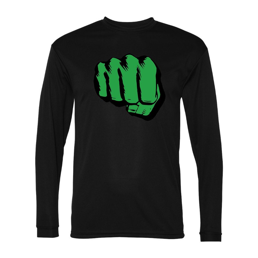 Men's Hulk Punch Polyester Long Sleeve T-Shirt - Black