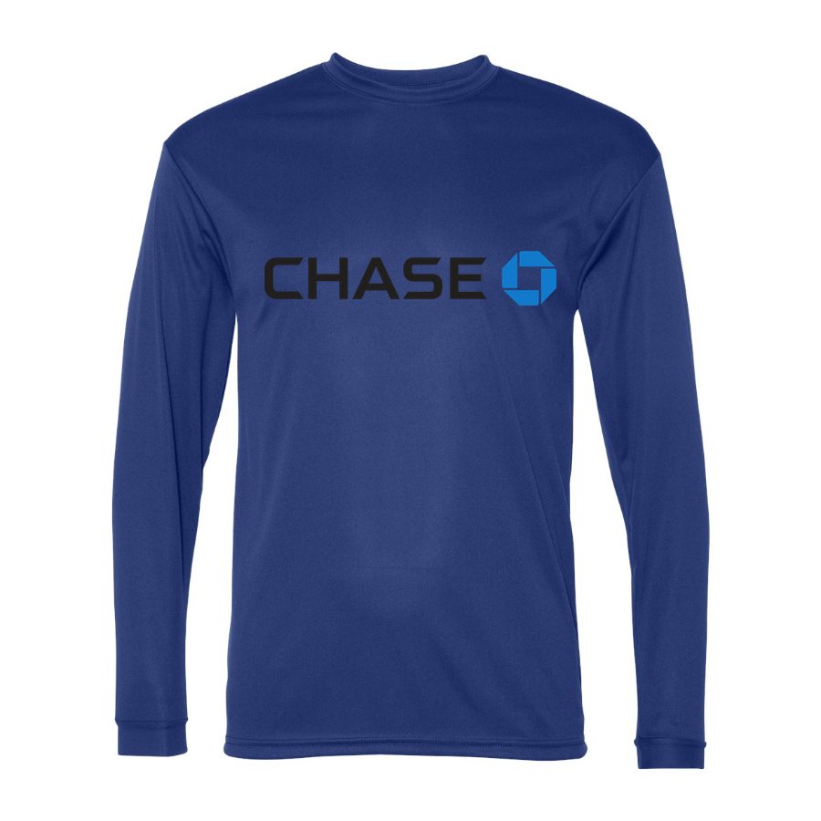 Men's Chase Black Logo Polyester Long Sleeve T-Shirt - Royal Blue