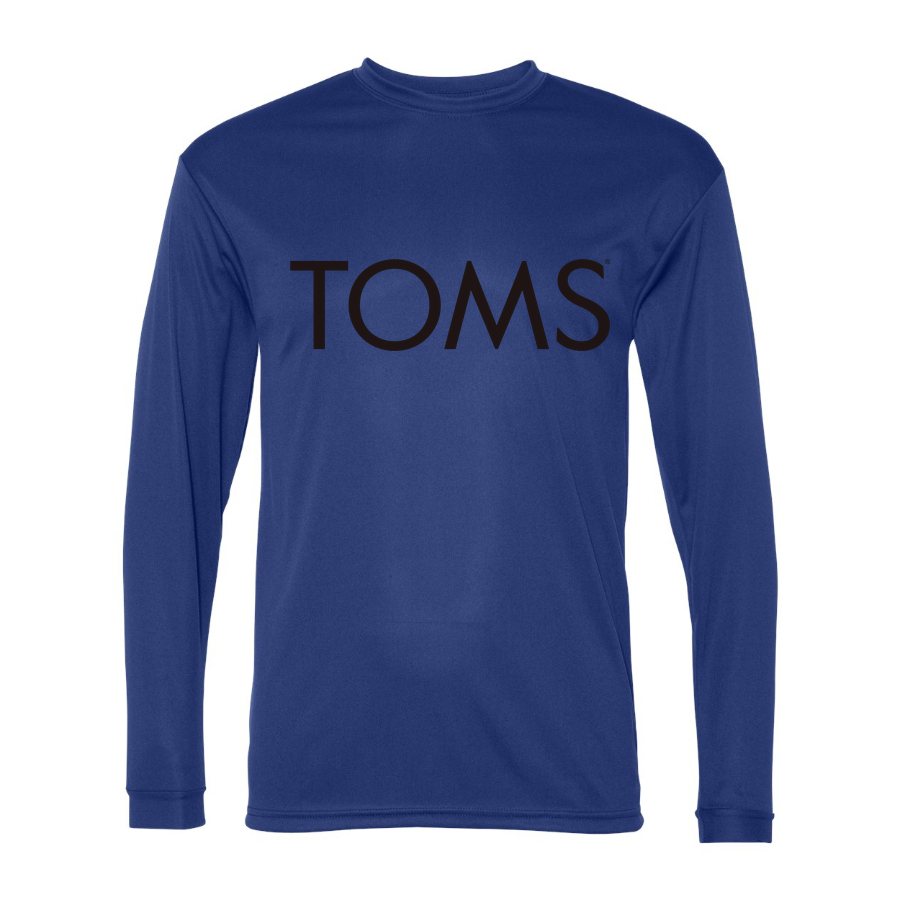 Men's Toms Polyester Long Sleeve T-Shirt - Royal Blue