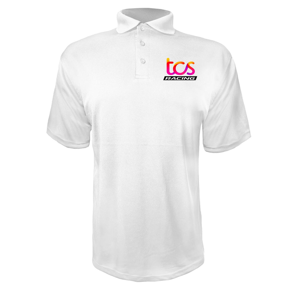 TCS Racing White polyester polo