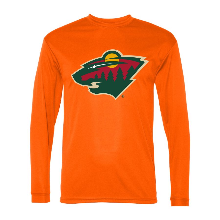 Men's Minnesota Wild Polyester Long Sleeve T-Shirt - Safety Orange