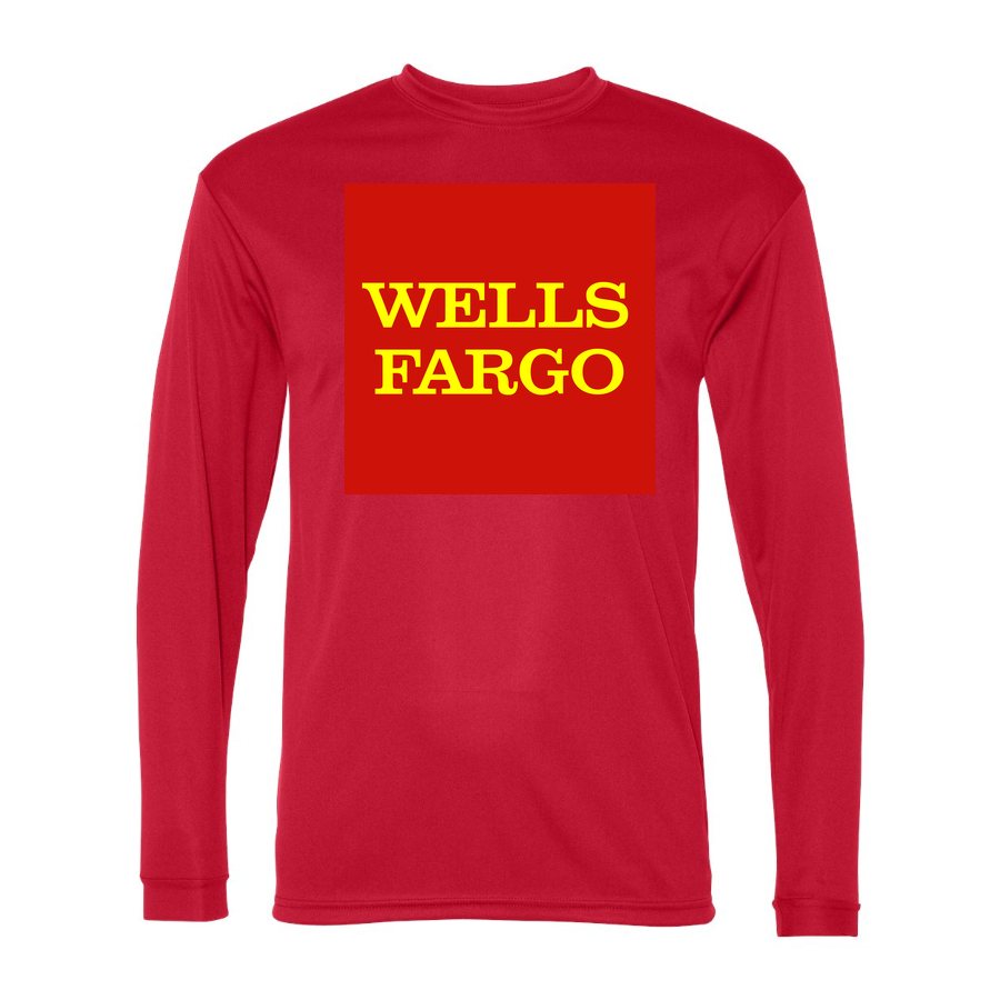 Men's wells fargo Polyester Long Sleeve T-Shirt - Red