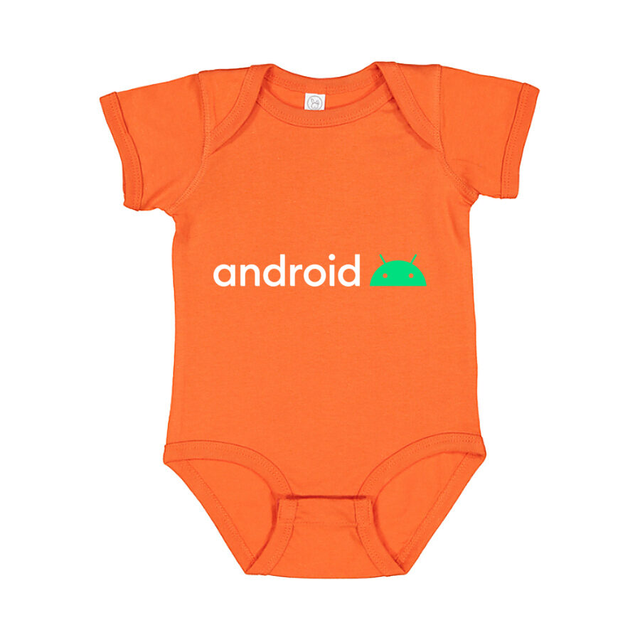 Android White Logo Baby Romper Onesie - Orange