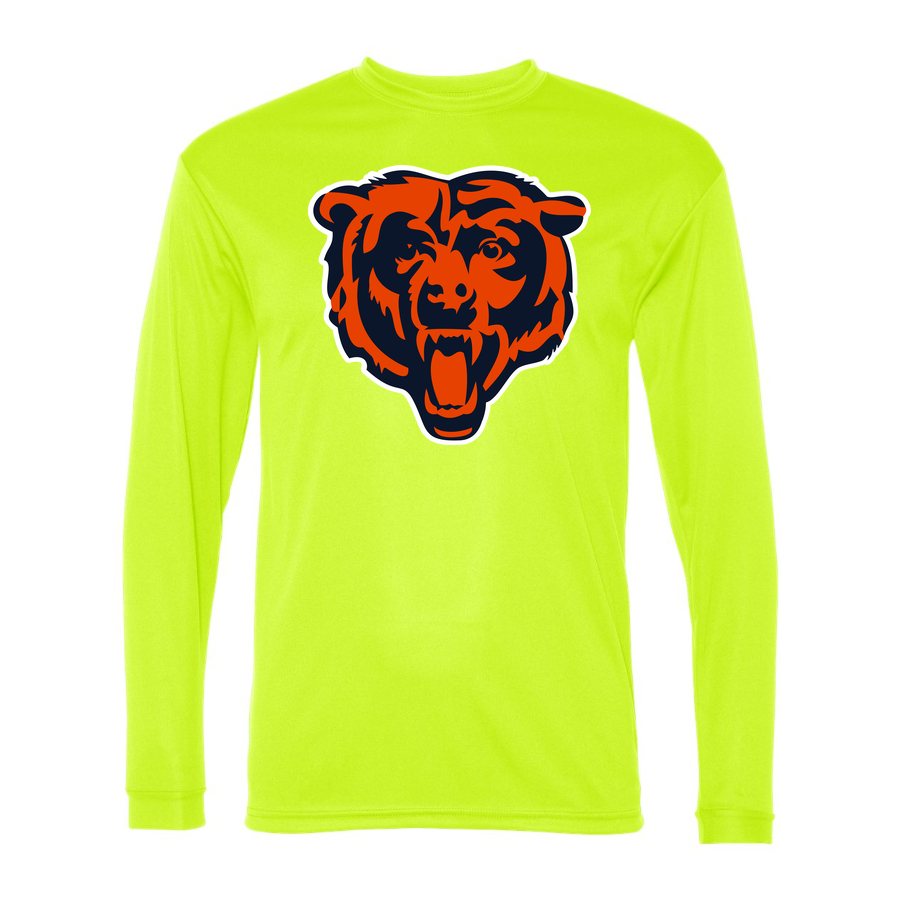 Men's Chicago Bears Polyester Long Sleeve T-Shirt - Safety Yellow