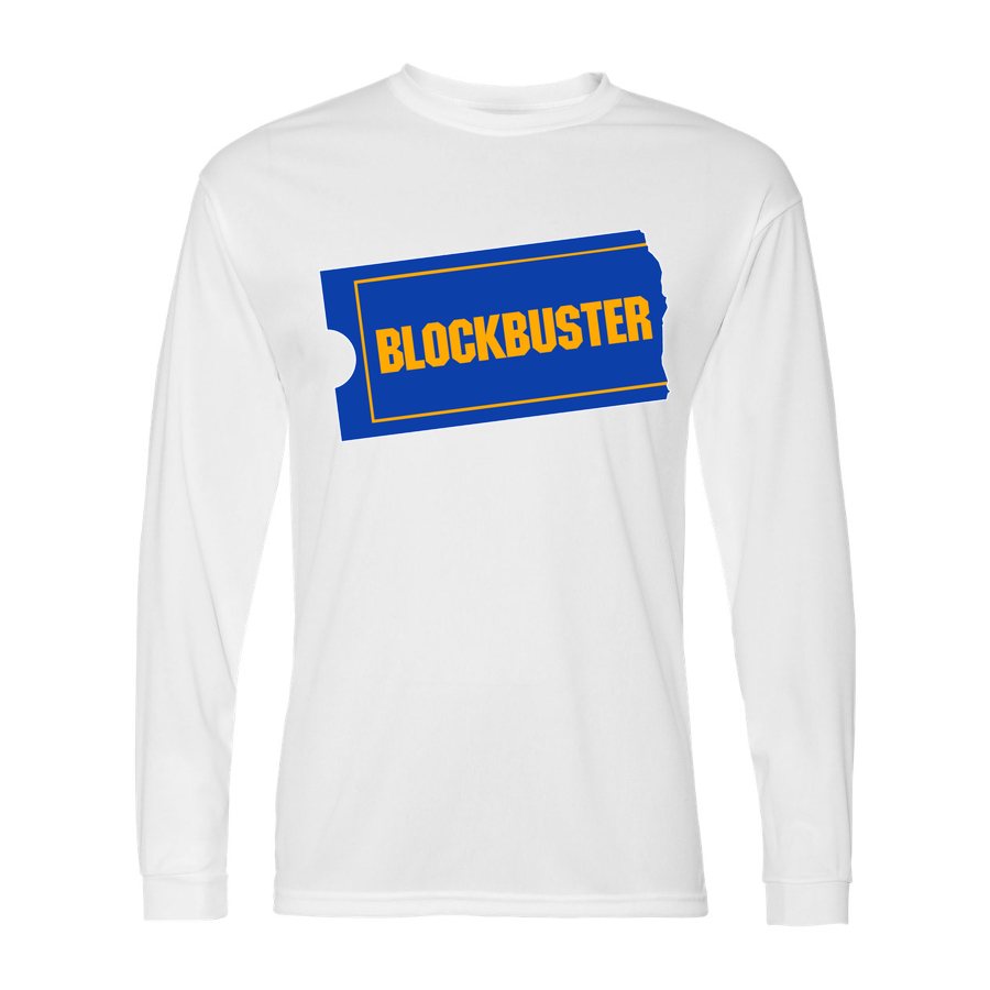 Men's Blockbuster Polyester Long Sleeve T-Shirt - White