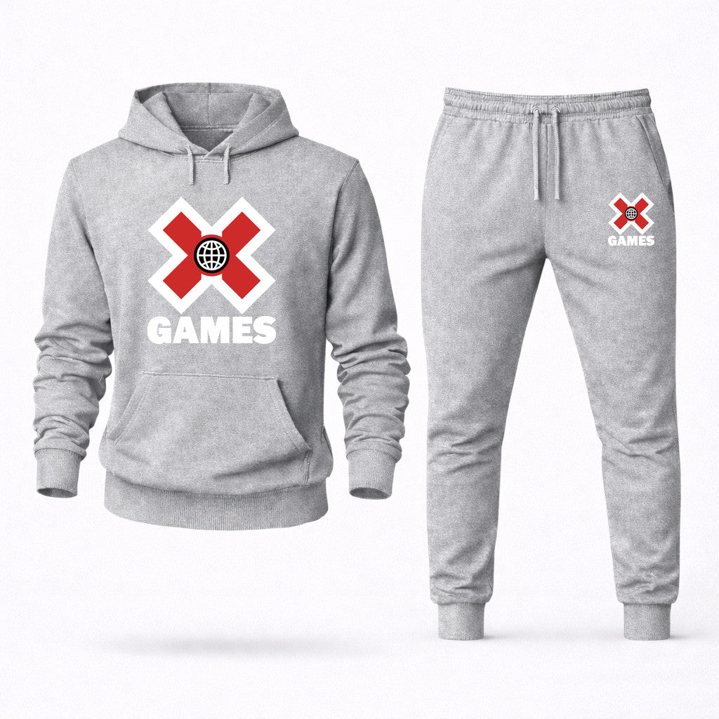X Games White Hoodie and Joggers Set - Grey