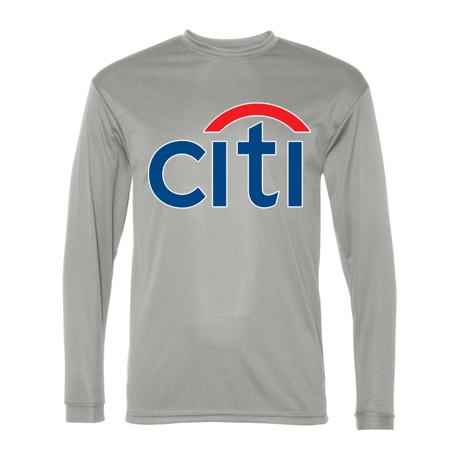 Men's citi bank Polyester Long Sleeve T-Shirt - Silver