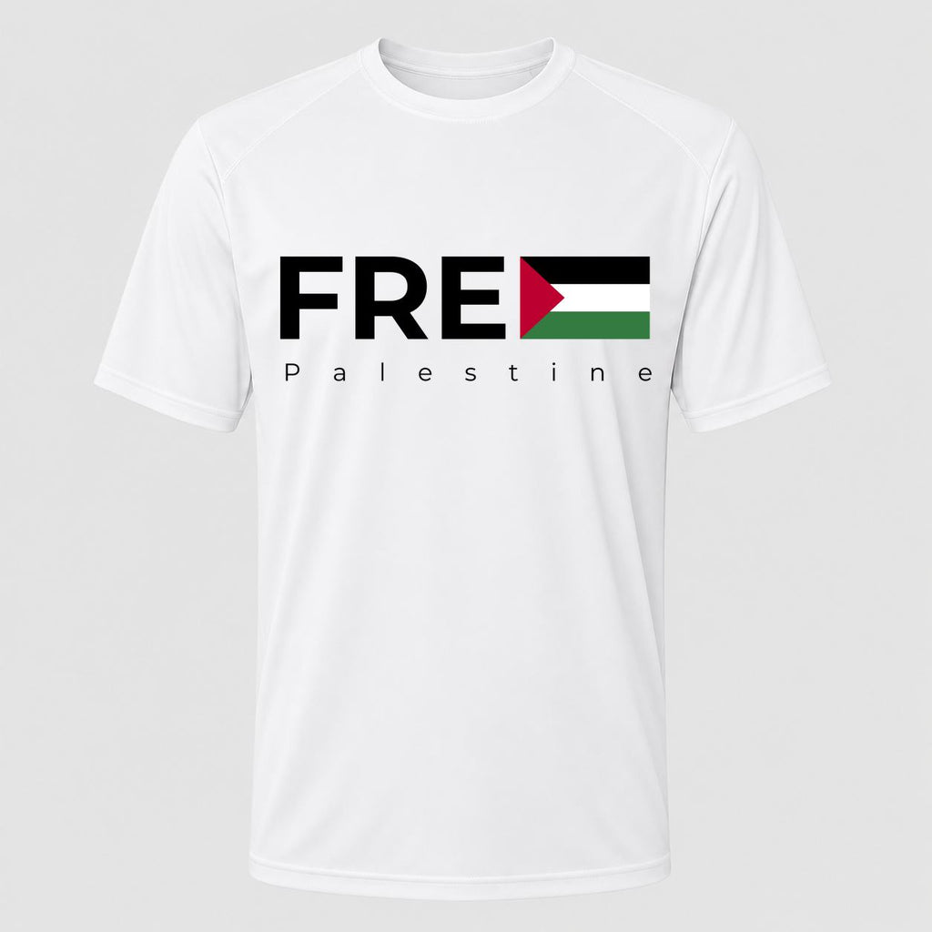 Men's Free Palestine Black Performance T-Shirt - White