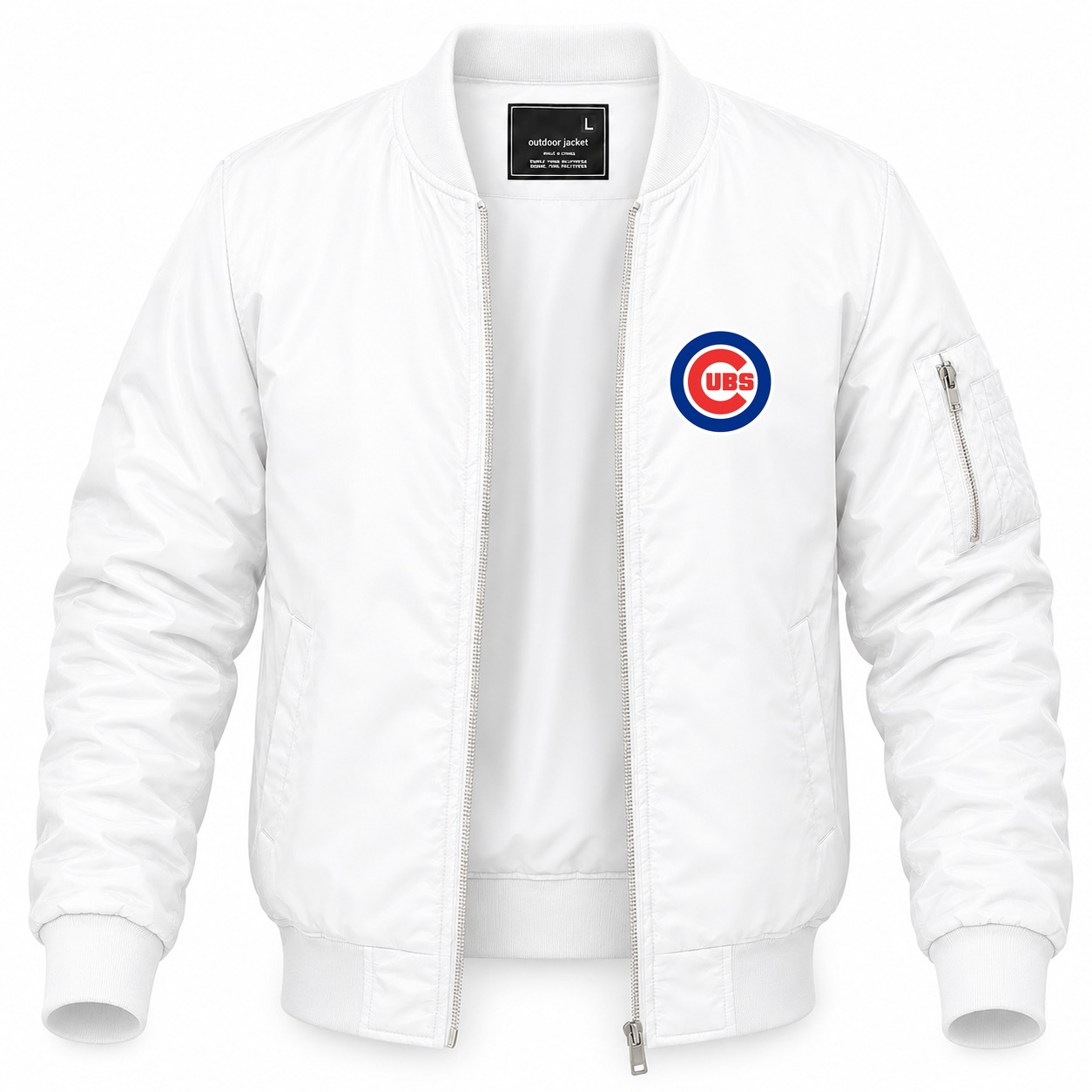 Men's Chicago Cubs Lightweight Bomber Jacket - White
