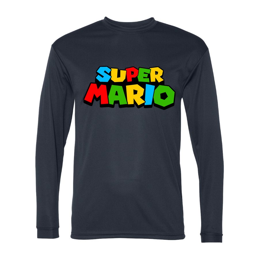 Men's Super Mario Polyester Long Sleeve T-Shirt - Navy