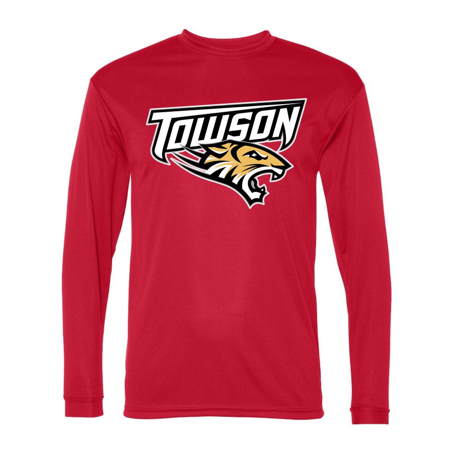 Men's Towson Tigers Polyester Long Sleeve T-Shirt - Red