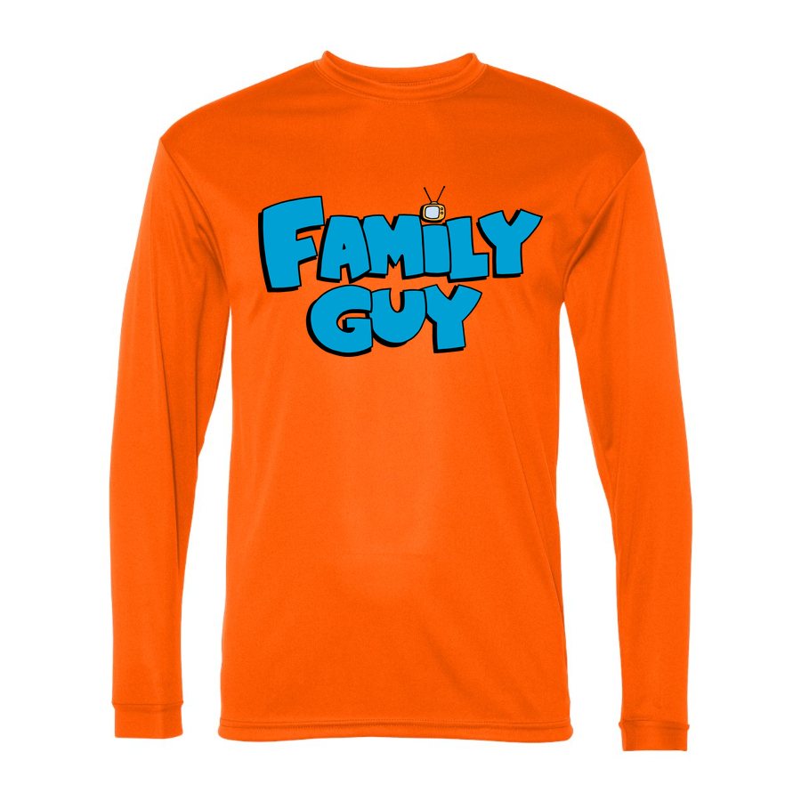 Men's Family Guy Polyester Long Sleeve T-Shirt - Safety Orange