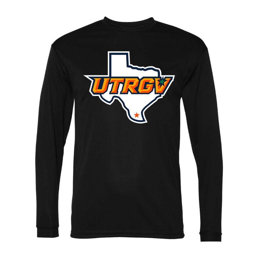Men's UTRGV Vaqueros Polyester Long Sleeve T-Shirt - Black