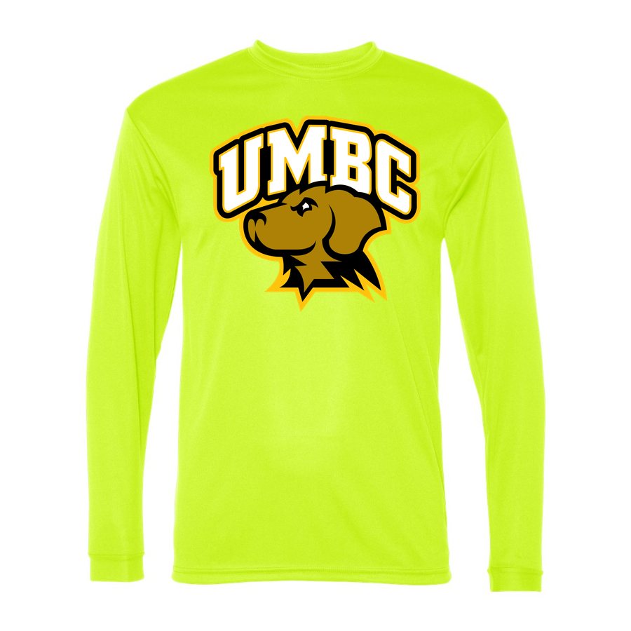 Men's UMBC Retrievers Polyester Long Sleeve T-Shirt - Safety Yellow
