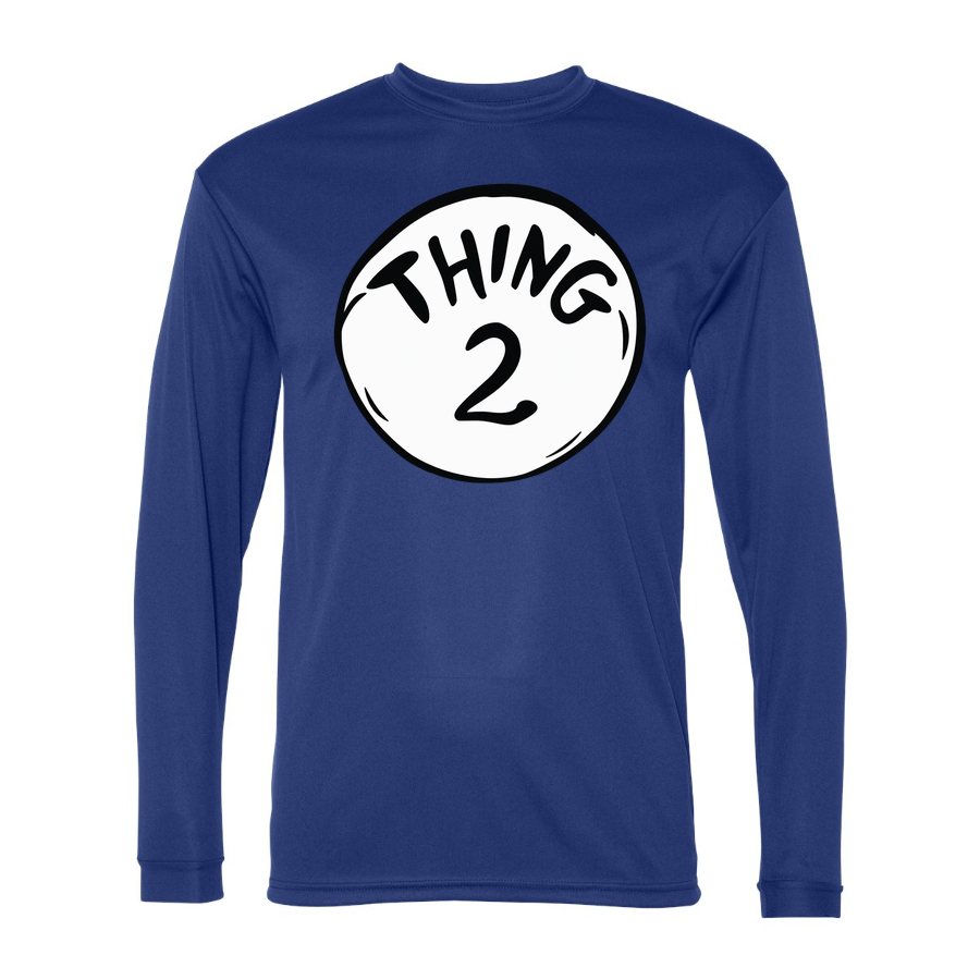 Men's Dr. Seuss Thing 2 Polyester Long Sleeve T-Shirt - Royal Blue