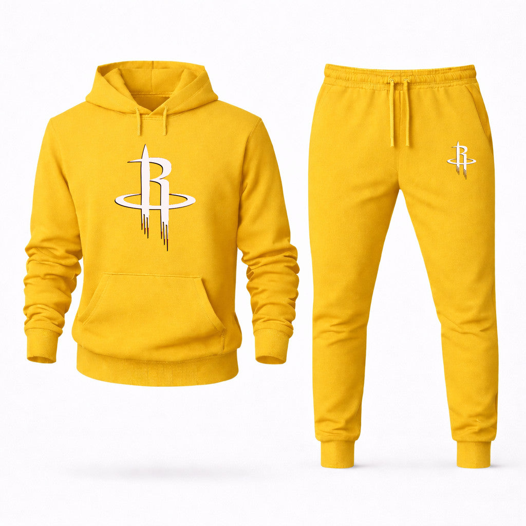 Houston Rockets Army Green Hoodie and Joggers Set - Yellow