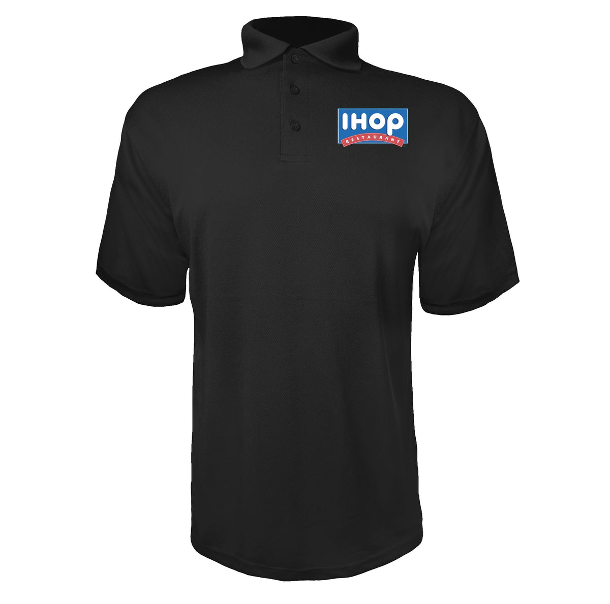 IHOP men's polyester polo in Black